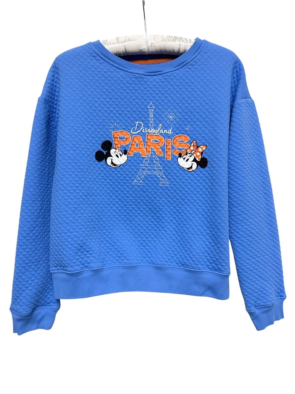 Disney Parks Disneyland Paris Blue Quilted Mickey Minnie Mouse Sweatshirt Large